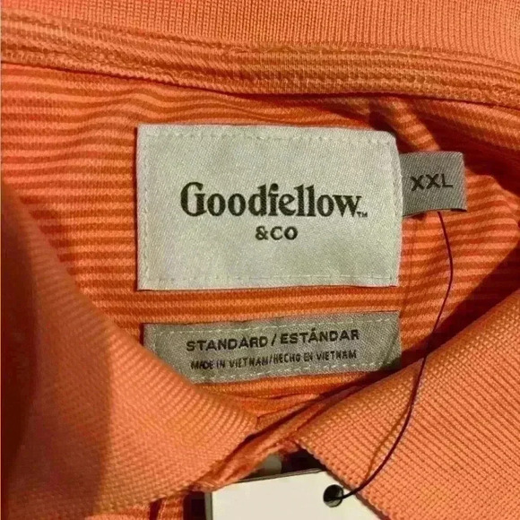 NWT Goodfellow & Co. Orange Striped Polo Shirt Size XXL. - Picture 5 of 6